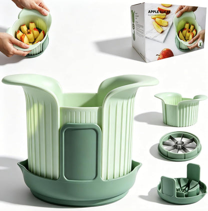 Apple Slicer, Apple Corer, Cut 8 Slices All the Way Through for Most Sizes | Apple Slicer and Corer with Tray to Catch Any Spills, Heavy-Duty Apple Cutter with Handles, Fruit Cutter Suitable for Apple