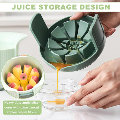 Apple Slicer, Apple Corer, Cut 8 Slices All the Way Through for Most Sizes | Apple Slicer and Corer with Tray to Catch Any Spills, Heavy-Duty Apple Cutter with Handles, Fruit Cutter Suitable for Apple