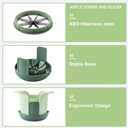 Apple Slicer, Apple Corer, Cut 8 Slices All the Way Through for Most Sizes | Apple Slicer and Corer with Tray to Catch Any Spills, Heavy-Duty Apple Cutter with Handles, Fruit Cutter Suitable for Apple