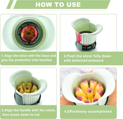 Apple Slicer, Apple Corer, Cut 8 Slices All the Way Through for Most Sizes | Apple Slicer and Corer with Tray to Catch Any Spills, Heavy-Duty Apple Cutter with Handles, Fruit Cutter Suitable for Apple