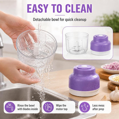 Electric Garlic Chopper, 320ML Portable Veggie Chopper, Rechargeable Vegetable Chopper,Garlic Grinder Masher Onion Chopper, Blender to Vegetable, for Ginger, Nuts,Chili, Fruit, Meat and Spices