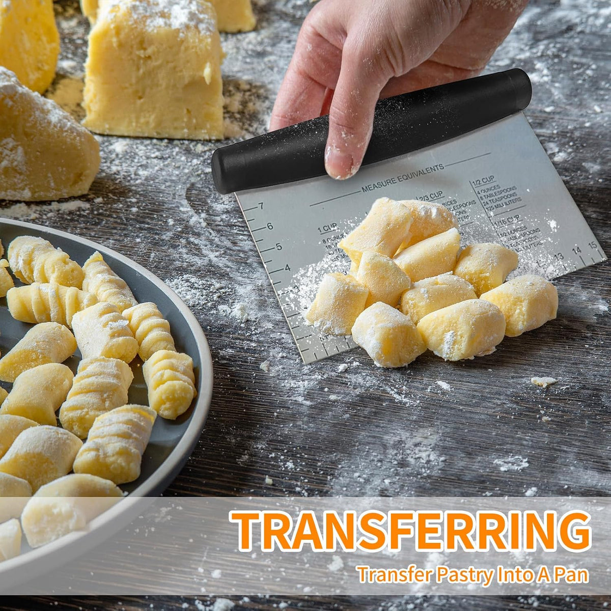 Stainless Steel Bench Scraper and Pastry Blender Cutter Set, Efficient Multipurpose Kitchen Baking Essential Tool with Comfortable Grip Handle-Perfect for Nut, Pie and Dough Processing - Black