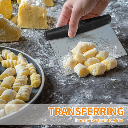 Stainless Steel Bench Scraper and Pastry Blender Cutter Set, Efficient Multipurpose Kitchen Baking Essential Tool with Comfortable Grip Handle-Perfect for Nut, Pie and Dough Processing - Black