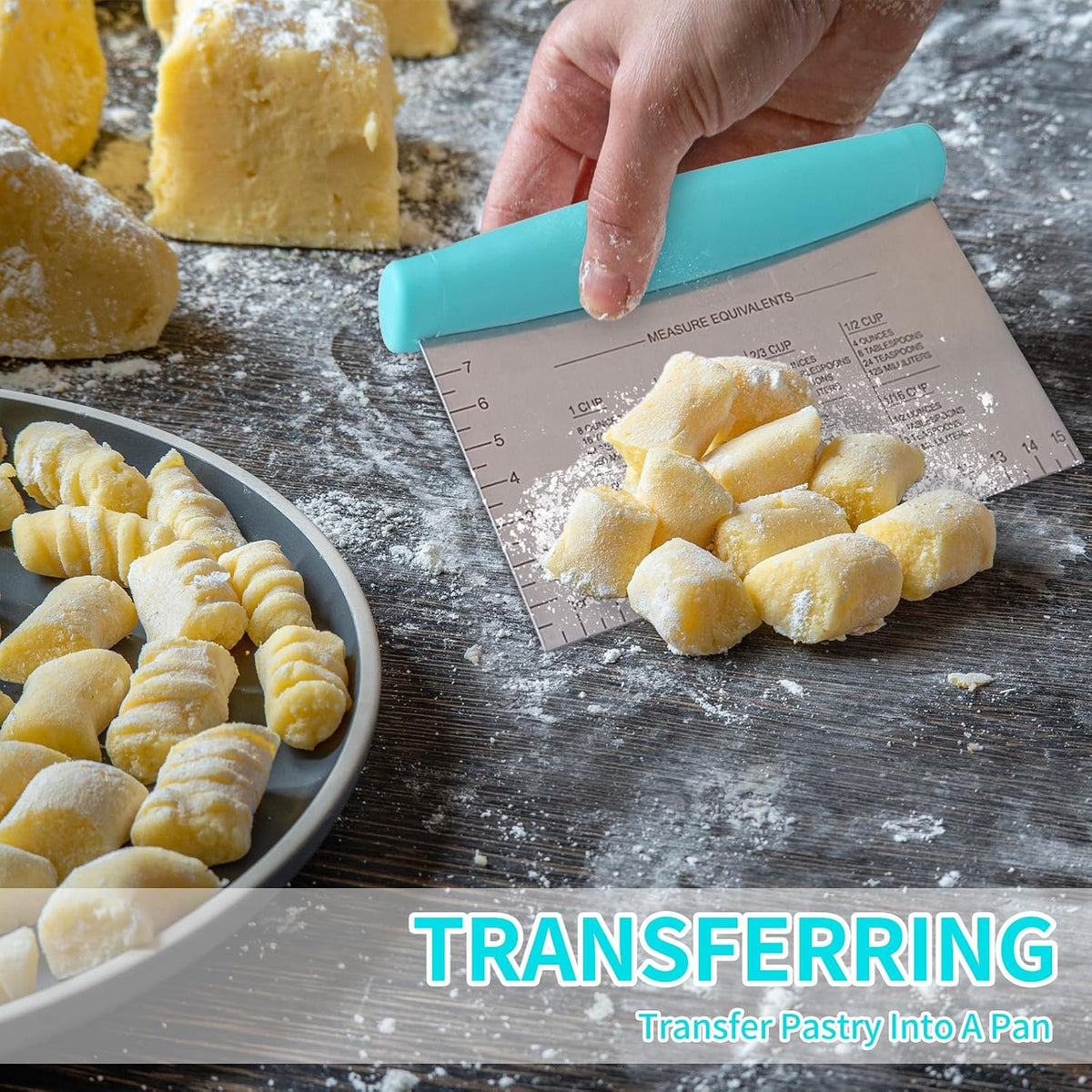 Stainless Steel Bench Scraper and Pastry Blender Cutter Set, Efficient Multipurpose Kitchen Baking Essential Tool with Comfortable Grip Handle-Perfect for Nut, Pie and Dough Processing - Black