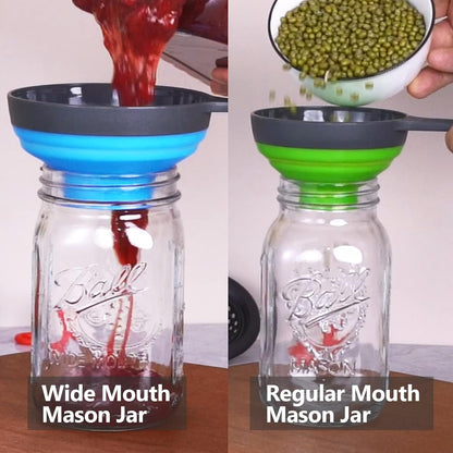 Canning Funnel with Strainer - Wide Mouth Food Funnels for Kitchen Use - Mason Jars Canning Supplies Kit Tools - Funnels for Filling Bottles - Food Grade Silicone -4 Pack