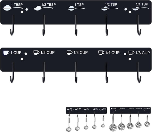 Premium Measuring Cups and Spoons Hanging Rack Screw Adhesive 2pcs | Measuring Cup Organizer Rack Suitable for Kitchen Hanging Cups and Spoons, Not Including Cups and Spoons Two Installation