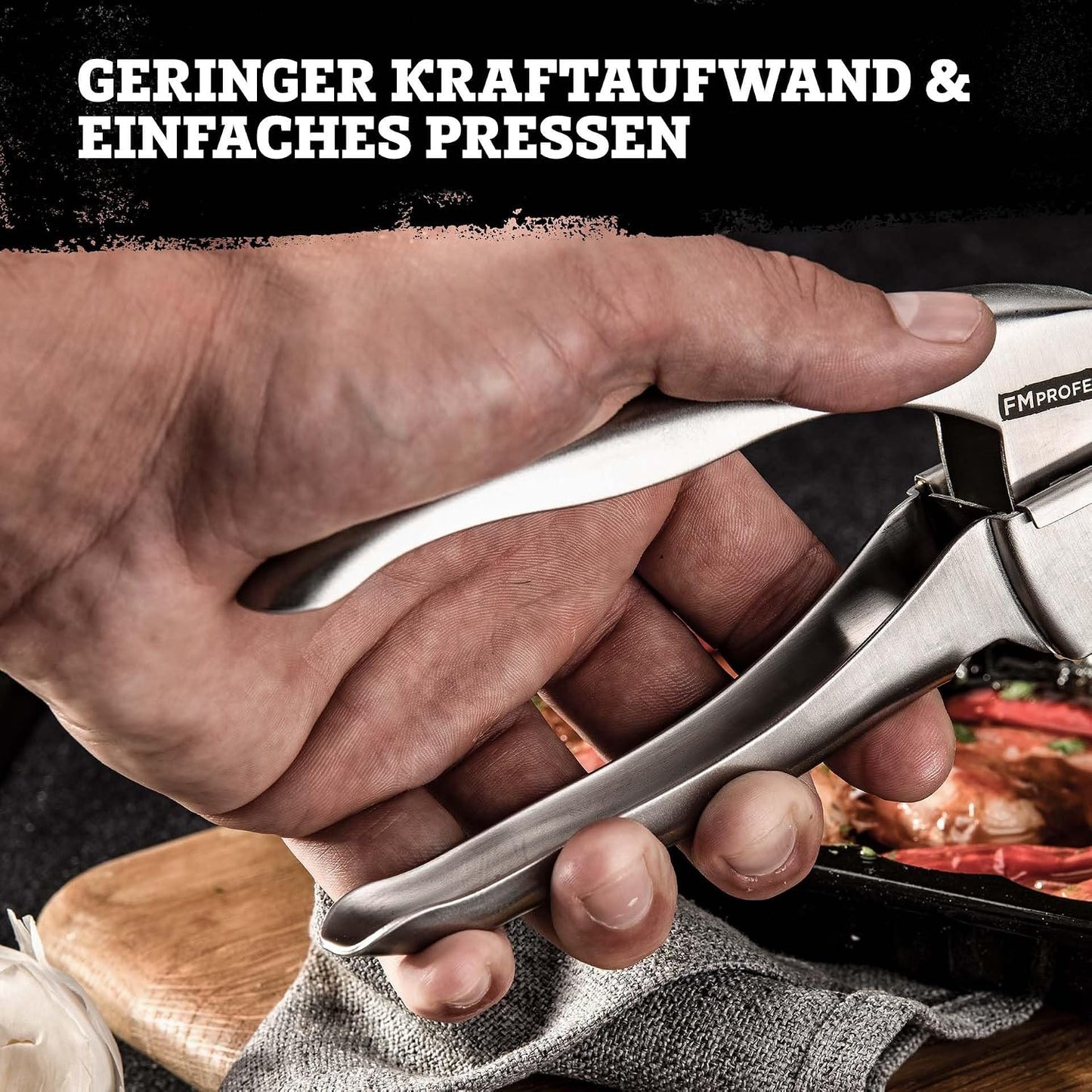22296 Garlic Press, Garlic Press, Kitchen Helper, Stainless Steel, Silver, 17.5 x 3.5 cm