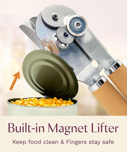 Heavy Duty Manual Can Opener with Magnetic Lid Lifter, Black