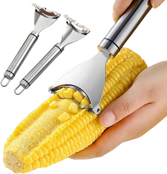 Corn Cob Peeler 2Pcs, Stainless Steel Corn Peeler, Magic Kitchen Gadget for Removing Corn Kernels, Corn Stripper, Corn Thresher Tool, Corn Cutter from the Cob