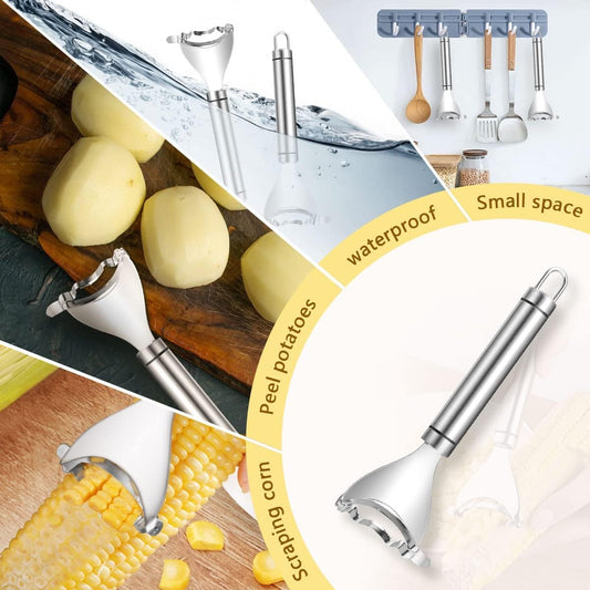 Corn Cob Peeler 2Pcs, Stainless Steel Corn Peeler, Magic Kitchen Gadget for Removing Corn Kernels, Corn Stripper, Corn Thresher Tool, Corn Cutter from the Cob