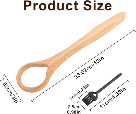 13" Danish Dough Whisk, Wooden Traditional Whisk for Bread/Pizza/Pastry/Cakes