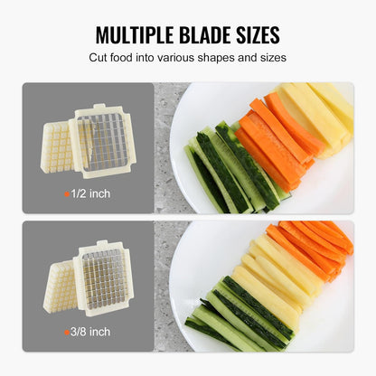 Electric French Fry Cutter, Potato Slicer with 1/2-Inch and 3/8-Inch Stainless Steel Blades, Potato Cutter Chopper w/Anti-slip Feet, Great for Potato, French Fries, Cucumber, Vegetables, Carrot