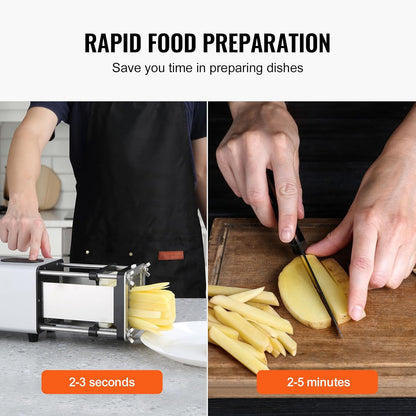 Electric French Fry Cutter, Potato Slicer with 1/2-Inch and 3/8-Inch Stainless Steel Blades, Potato Cutter Chopper w/Anti-slip Feet, Great for Potato, French Fries, Cucumber, Vegetables, Carrot
