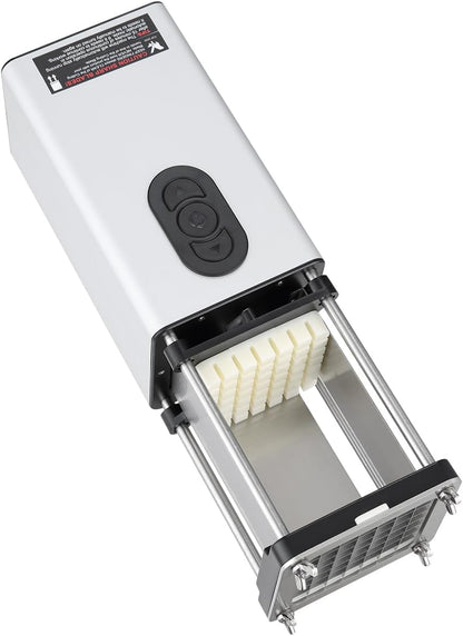 Electric French Fry Cutter, Potato Slicer with 1/2-Inch and 3/8-Inch Stainless Steel Blades, Potato Cutter Chopper w/Anti-slip Feet, Great for Potato, French Fries, Cucumber, Vegetables, Carrot