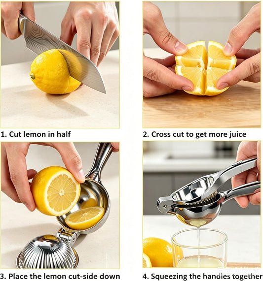 Lemon Squeezer Heavy Duty Metal Manual Hand Press Citrus Juicer for Oranges, Limes, Exprimidor de Limones Durable Metal Citrus Squeezer for Kitchen, Bar, Home Use