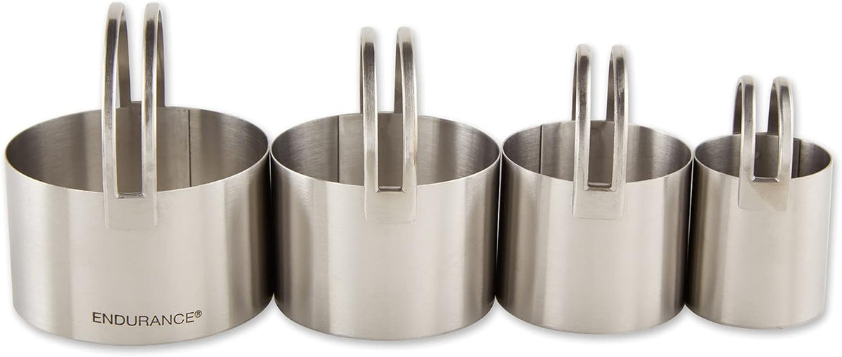 Endurance Round Biscuit Cutters - Stainless Steel, Set of 4 | Nest for Easy Storage | For Cutting Thick or Thin Dough | Professional | High Handle Arch