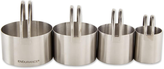 Endurance Round Biscuit Cutters - Stainless Steel, Set of 4 | Nest for Easy Storage | For Cutting Thick or Thin Dough | Professional | High Handle Arch