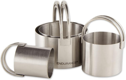 Endurance Round Biscuit Cutters - Stainless Steel, Set of 4 | Nest for Easy Storage | For Cutting Thick or Thin Dough | Professional | High Handle Arch