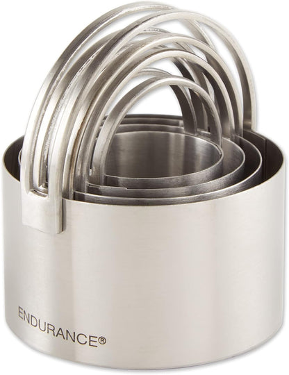 Endurance Round Biscuit Cutters - Stainless Steel, Set of 4 | Nest for Easy Storage | For Cutting Thick or Thin Dough | Professional | High Handle Arch