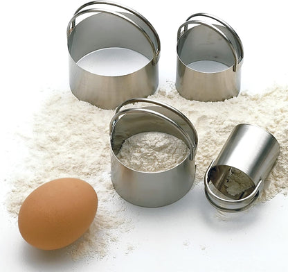 Endurance Round Biscuit Cutters - Stainless Steel, Set of 4 | Nest for Easy Storage | For Cutting Thick or Thin Dough | Professional | High Handle Arch