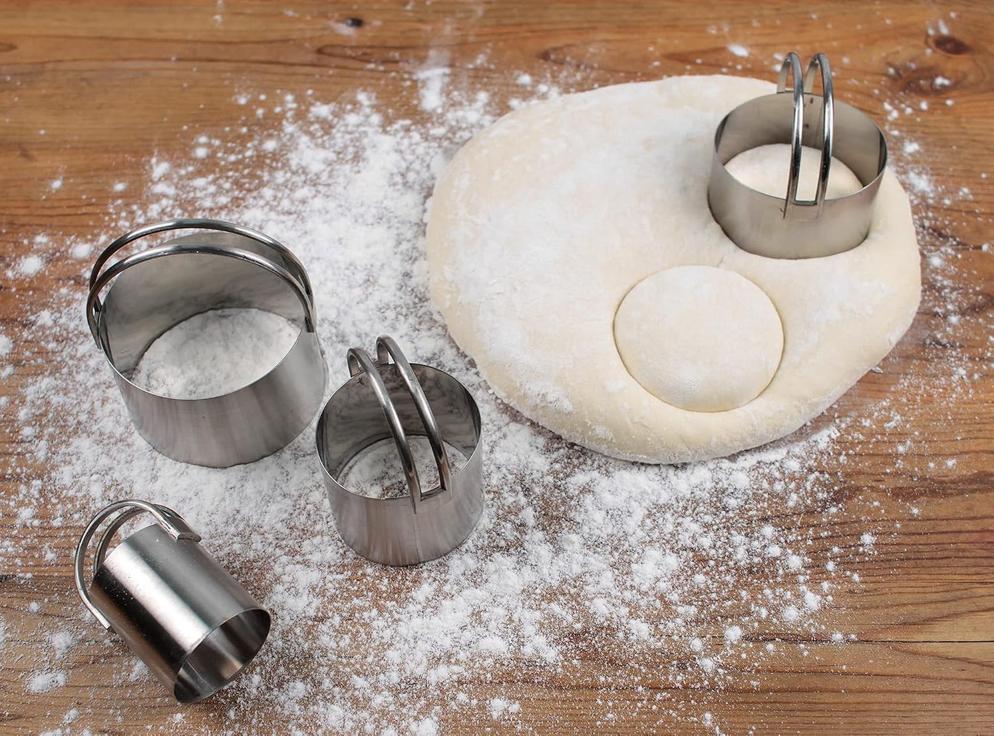 Endurance Round Biscuit Cutters - Stainless Steel, Set of 4 | Nest for Easy Storage | For Cutting Thick or Thin Dough | Professional | High Handle Arch