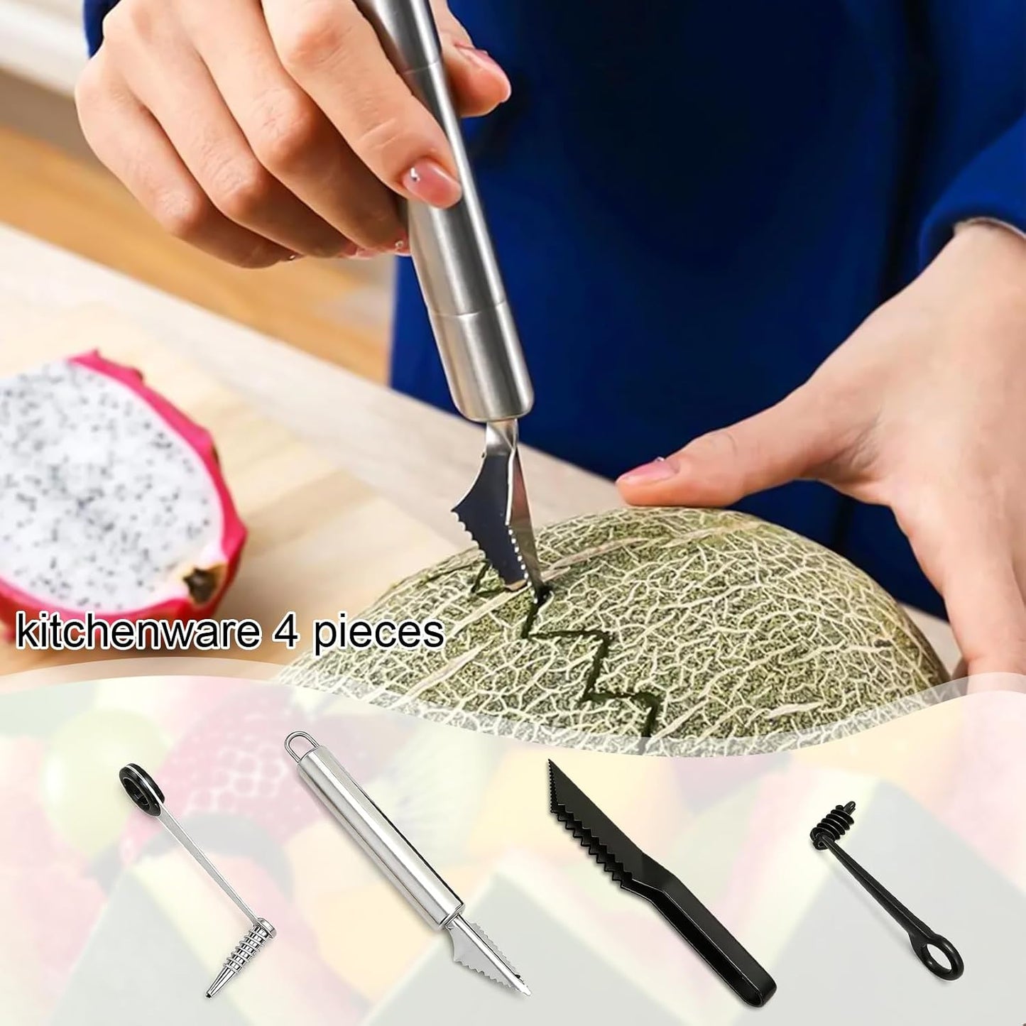 4Pcs Kitchen Spiral and V-Shaped Tools, Vegetable Potato Spiral Cutter | Kitchen Creative Spiralizer Tools