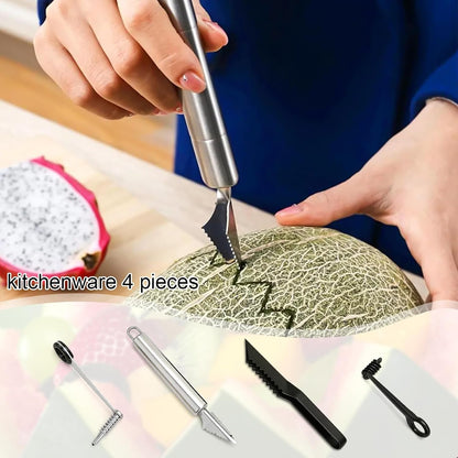 4Pcs Kitchen Spiral and V-Shaped Tools, Vegetable Potato Spiral Cutter | Kitchen Creative Spiralizer Tools