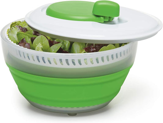 PrepWorks 3 Qt Collapsible Salad Spinner for Quick Salad Washing and Drying | Collapsible Space-Saving Design, BPA-Free and Dishwasher Safe for Easy Clean Up