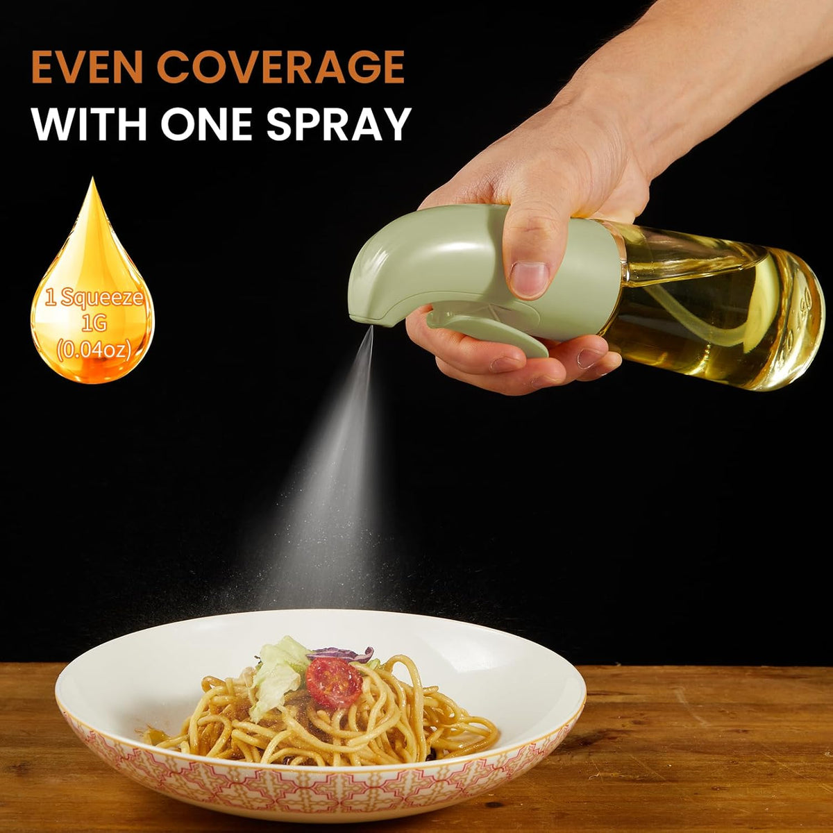 Oil Sprayer for Cooking, Olive Oil Sprayer Mister, Olive Oil Spray Bottle for Cooking, Salads, BBQs and More (Green)