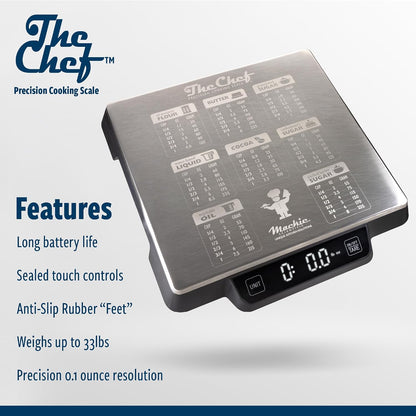 Heavy Duty Digital Kitchen/Food Scale – 33lb Capacity, 1g Accuracy, Perfect for Baking, Cooking & Meal Prep! Easy-to-Read with Large Containers. Bonus: Built in Baking Conversions! Restaurant Grade!