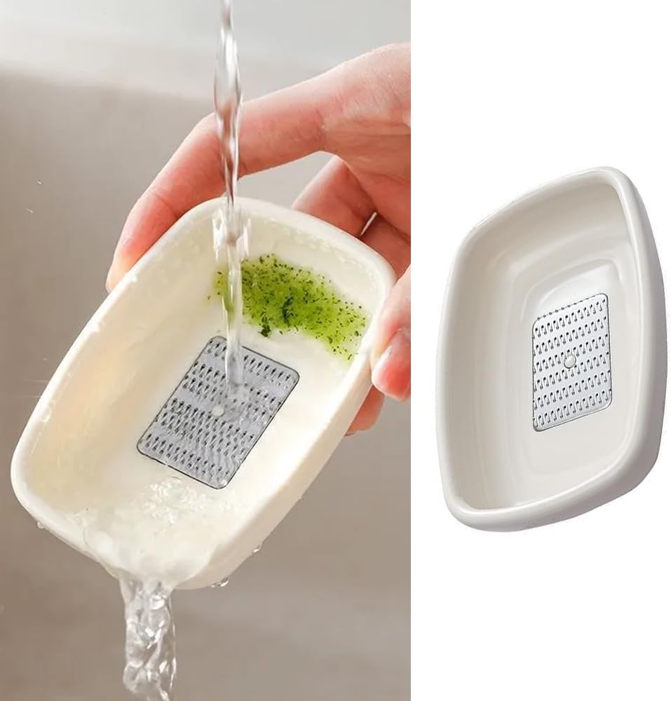 3 Pack Garlic Grater Plate with Metal Blade Wiper Ginger Grater Tool Spoon Rest Herb Stripper Small Graters Grating Bowls for Lemon Onion Nutmeg Chocolate Fresh Organic Peeled Garlic Bulbs