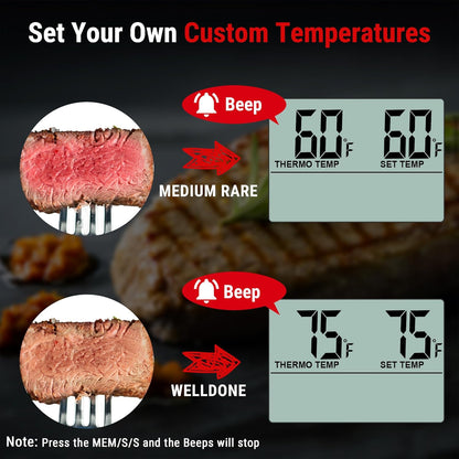 TP16 Large LCD Digital Meat Thermometer for Smoker Oven Kitchen BBQ Grill Thermometer Clock Timer with Stainless Steel Temperature Probe, Cooking Gifts for Father&Husband(Previously ThermoPro)