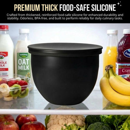 【3-Pack】 ® Silicone Bowl Liners for KitchenAid 5 Qt Tilt-Head Mixers, Foldable Space-Saving Silicone Mixing Bowl Liners with Lids, Heat Resistant, Dishwasher Safe (Black, White, Red)