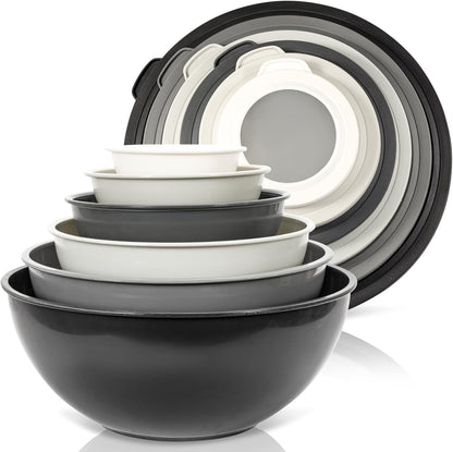Mixing Bowl Set, 12 Piece Colorful Plastic Mixing Bowls with Lids Set for Food Prep Storage and Serving, Microwave and Dishwasher Safe for Kitchen Baking Cooking