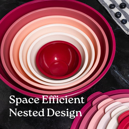 Mixing Bowl Set, 12 Piece Colorful Plastic Mixing Bowls with Lids Set for Food Prep Storage and Serving, Microwave and Dishwasher Safe for Kitchen Baking Cooking