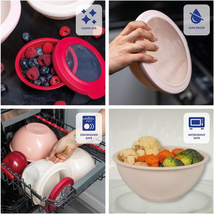 Mixing Bowl Set, 12 Piece Colorful Plastic Mixing Bowls with Lids Set for Food Prep Storage and Serving, Microwave and Dishwasher Safe for Kitchen Baking Cooking