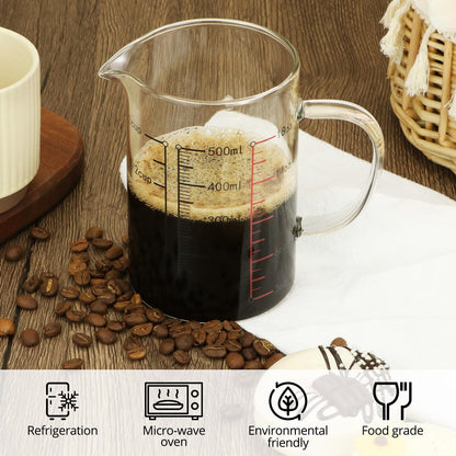 16 Oz 2 Cup Glass Measuring Cup with Insulated Handle, V-Shaped Spout, , Measuring Cup, Precise Measurement Scales Cup