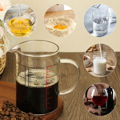 16 Oz 2 Cup Glass Measuring Cup with Insulated Handle, V-Shaped Spout, , Measuring Cup, Precise Measurement Scales Cup