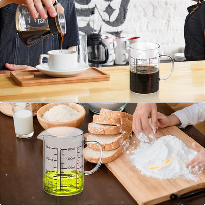 16 Oz 2 Cup Glass Measuring Cup with Insulated Handle, V-Shaped Spout, , Measuring Cup, Precise Measurement Scales Cup