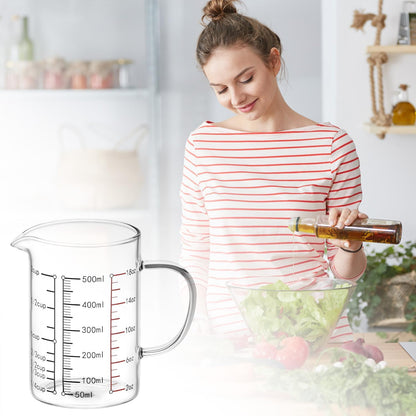 16 Oz 2 Cup Glass Measuring Cup with Insulated Handle, V-Shaped Spout, , Measuring Cup, Precise Measurement Scales Cup
