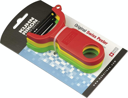 Original Swiss Translucent Peeler Set, 4-Inch, Red/Green/Yellow