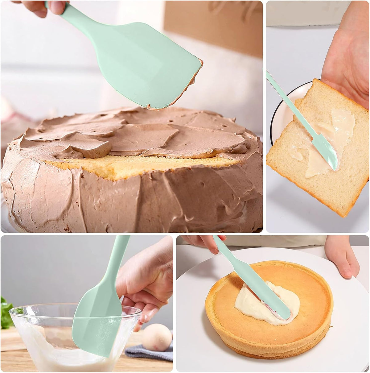 5 Piece Pink Silicone Spatula Set, Heat Resistant Rubber Spatulas Set, Silicone Kitchen Utensils Set Dishwasher Safe for Nonstick Cookware Baking Cooking