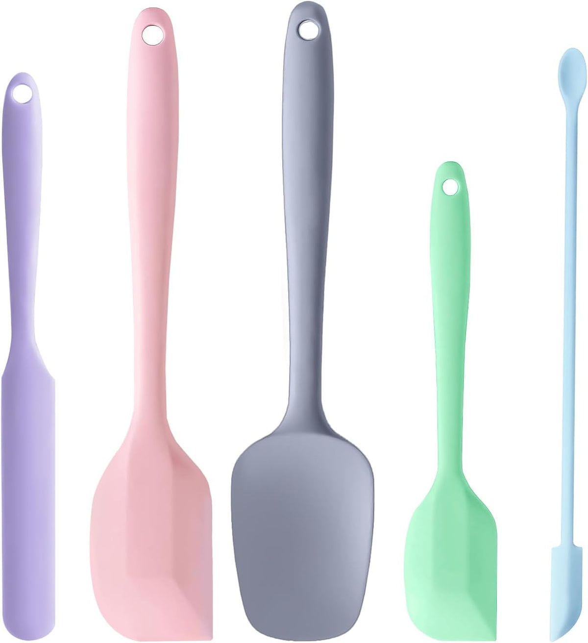 5 Piece Pink Silicone Spatula Set, Heat Resistant Rubber Spatulas Set, Silicone Kitchen Utensils Set Dishwasher Safe for Nonstick Cookware Baking Cooking