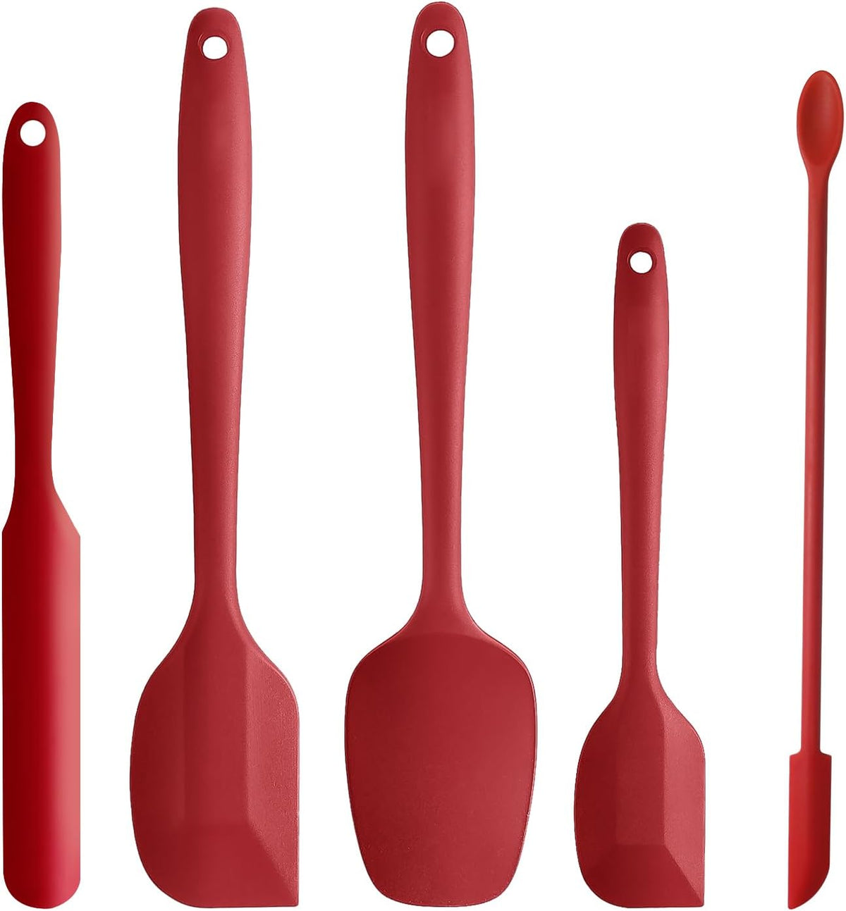 5 Piece Pink Silicone Spatula Set, Heat Resistant Rubber Spatulas Set, Silicone Kitchen Utensils Set Dishwasher Safe for Nonstick Cookware Baking Cooking