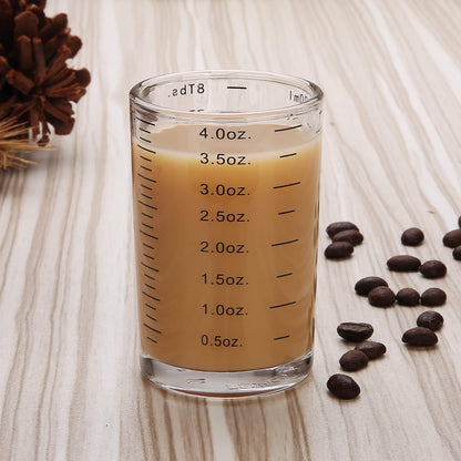 Measuring Cup Shot Glass 4 Ounce/120ML Liquid Heavy High Espresso Glass Cup Black Line (1, Red)