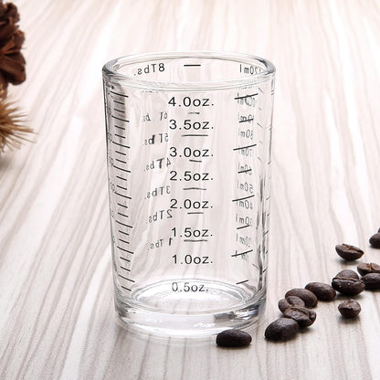 Measuring Cup Shot Glass 4 Ounce/120ML Liquid Heavy High Espresso Glass Cup Black Line (1, Red)