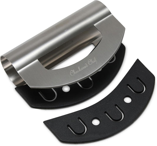 Salad Chopper Tool, Mezzaluna Knife Stainless Steel Vegetable Rocker