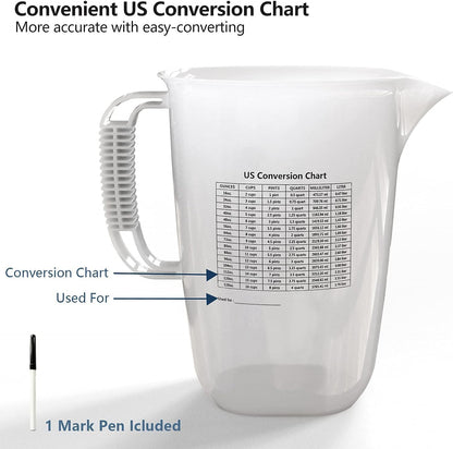 Glass Measuring Cup,6Cup/1500ml/50oz Liquid Measuring Cups, Measuring Cup With Handle and V-Shaped Spout, Glass Beaker with Three Scales (OZ, Cup, ML), Dishwasher/Freezer/Microwave Safe