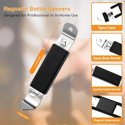 5 Pack Magnetic Bottle Openers Stainless Steel Flat Bottle Opener, Solid and Beer Openers Small Bottle Opener Can Tapper with Magnet for Camping and Traveling