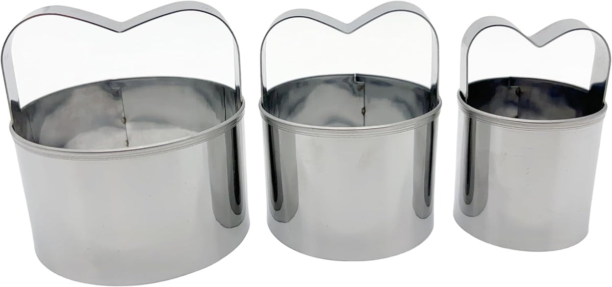 3-Piece Round Cookie Cutters Set with Handle - 2, 2.5, and 3 Inch Sizes, 0.4mm Thickness, Beautiful Design - Perfect Biscuit Cutter for Baking